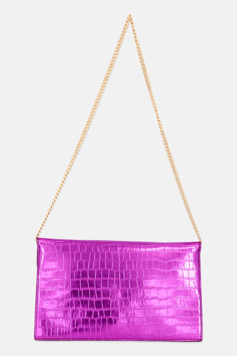 Moda Luxe Women Textured Clutch Bag 20 H x 29 L x 2 W cm, Bright Pink - Image 2