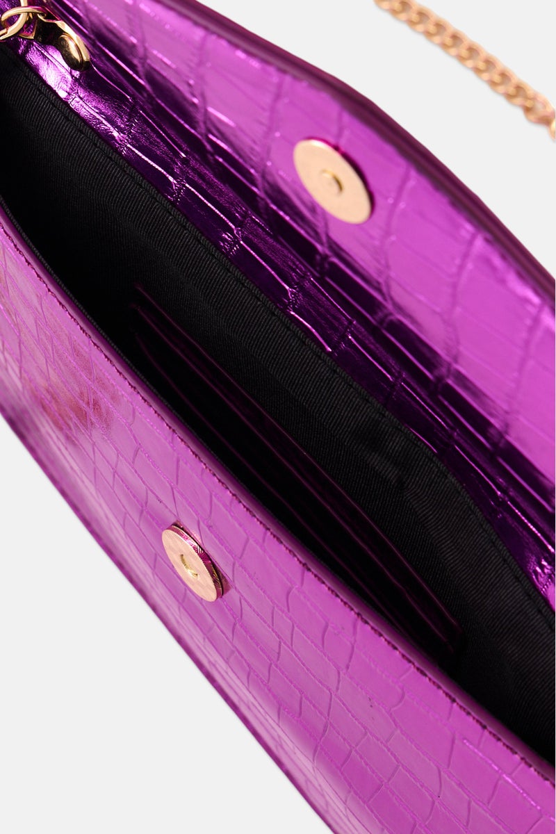 Moda Luxe Women Textured Clutch Bag 20 H x 29 L x 2 W cm, Bright Pink - Image 3