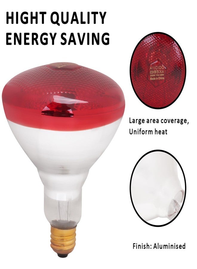 Aiicioo Infrared Heat Lamp Bulb 250W Red Infrared Heat Bulb for Chickens Reptile Heat Light Bulb for Brooder Coop Chicks Pet Reptile Amphibians Par38 Glass E26 Base - Image 3
