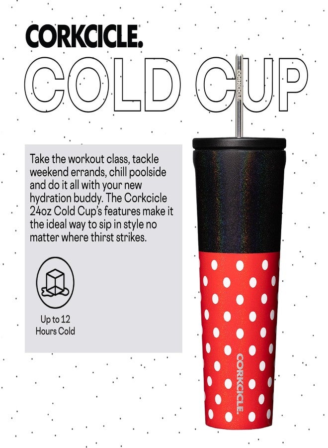 Corkcicle x Disney Minnie Mouse Cold Cup Insulated Tumbler with Lid and Straw, Polka Dot Red, 24 oz - Reusable Water Bottle Keeps Beverages Cold 12hrs, Hot 5hrs - Cupholder Friendly, Flexible Sip Lid - Image 2