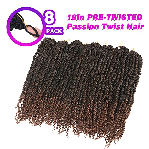 Bileaf 8 Packs Passion Twist Crochet Hair 18 Inch Crochet Passion Twist Hair Pretwisted Pre Looped Passion Twist Crochet Braids Passion Twists Bohemian Crochet Hair T30 - Image 3