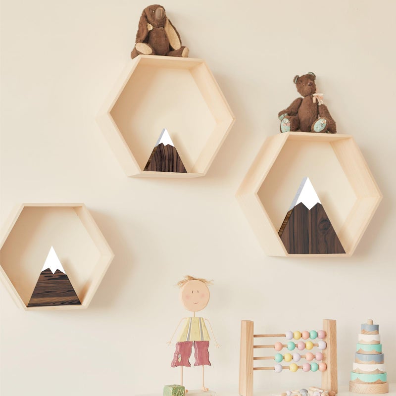 Maitys 3 Pcs 3 Size Mountain Shelf Decor Mountain Wooden Sign Farmhouse Wood Mountain Decor Woodland Nursery Decor Travel Adventure Mountain Table Centerpiece for Home Farmhouse(Coffee) - Image 4