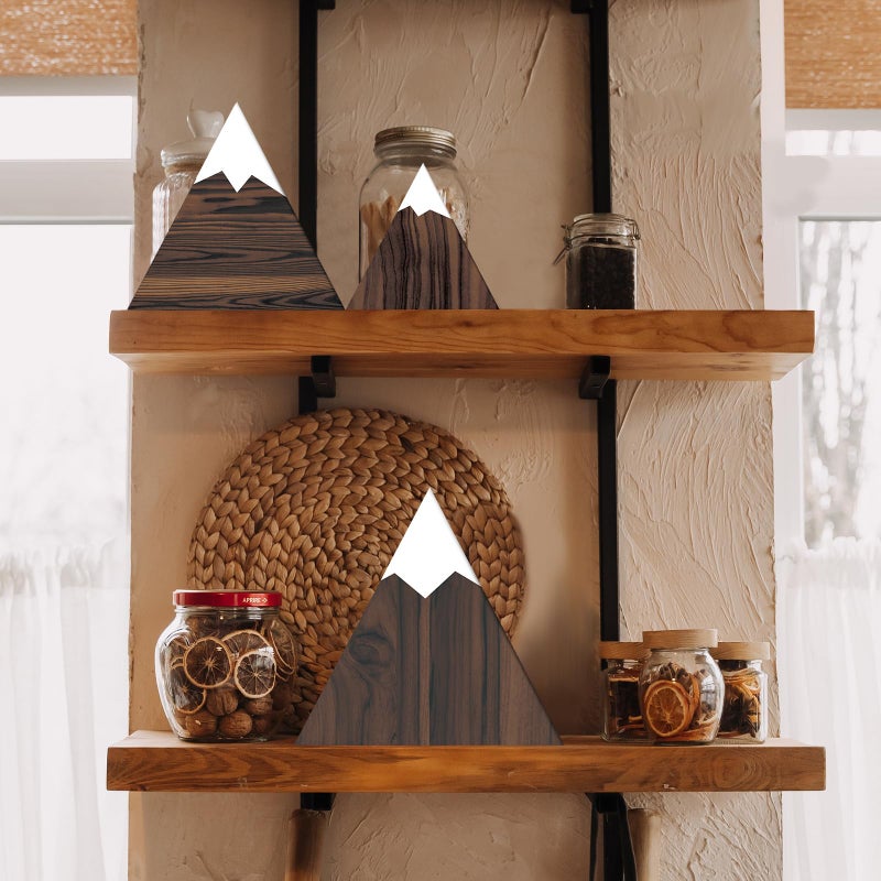 Maitys 3 Pcs 3 Size Mountain Shelf Decor Mountain Wooden Sign Farmhouse Wood Mountain Decor Woodland Nursery Decor Travel Adventure Mountain Table Centerpiece for Home Farmhouse(Coffee) - Image 5