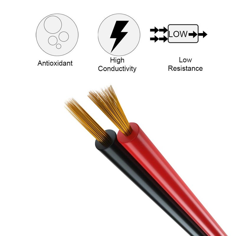 BTF-LIGHTING UL Listed 2 Pin 18AWG Extension Cable,32.8ft/10m Low Voltage 2 Conductor LED Strip Light Wire for 3014 5630 FCOB COB Single Colour Flexible LED Tape Rope - Image 5