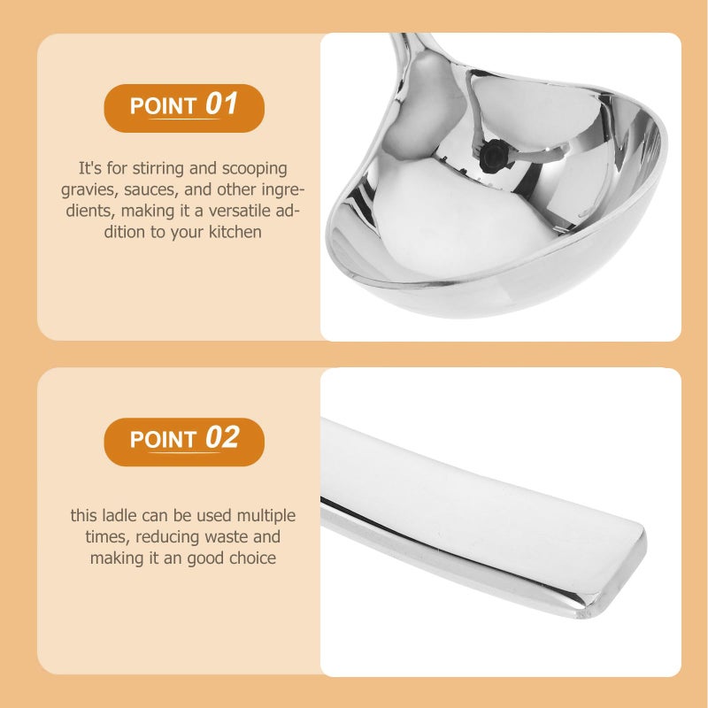 2Pcs Stainless Steel Gravy Ladle And Sauce Spoon 7 4 Inch Long Handle Kitchen Serving Utensils - Image 4