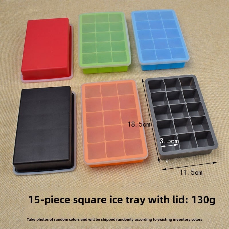 Silicone Ice Cube Tray 15-Slot with Lid 15 with square ice lattice with cover 