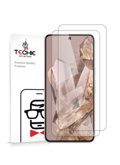 Techie 2 Pack HD Tempered Glass Screen Protector for Google Pixel 8 Pro - Anti Reflection Anti Bubbles 9H Hardness 0.33 mm Rounded Edges Easy Installation  - Image 1