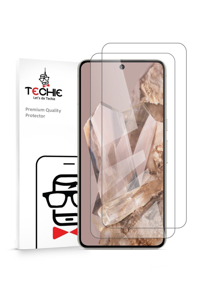Techie 2 Pack HD Tempered Glass Screen Protector for Google Pixel 8 Pro - Anti Reflection Anti Bubbles 9H Hardness 0.33 mm Rounded Edges Easy Installation  - Image 1