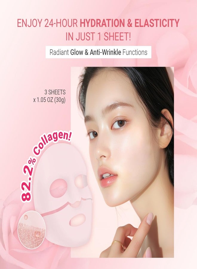 tenzero Rose Peptide Collagen Mask Pack (3 Sheets x 30g), Overnight Hydrogel Mask, Deep Hydrating, Elasticity Enhancing, Anti Wrinkle Lifting, Firming, Nourishing with Collagen, Rose Peptides - Image 3
