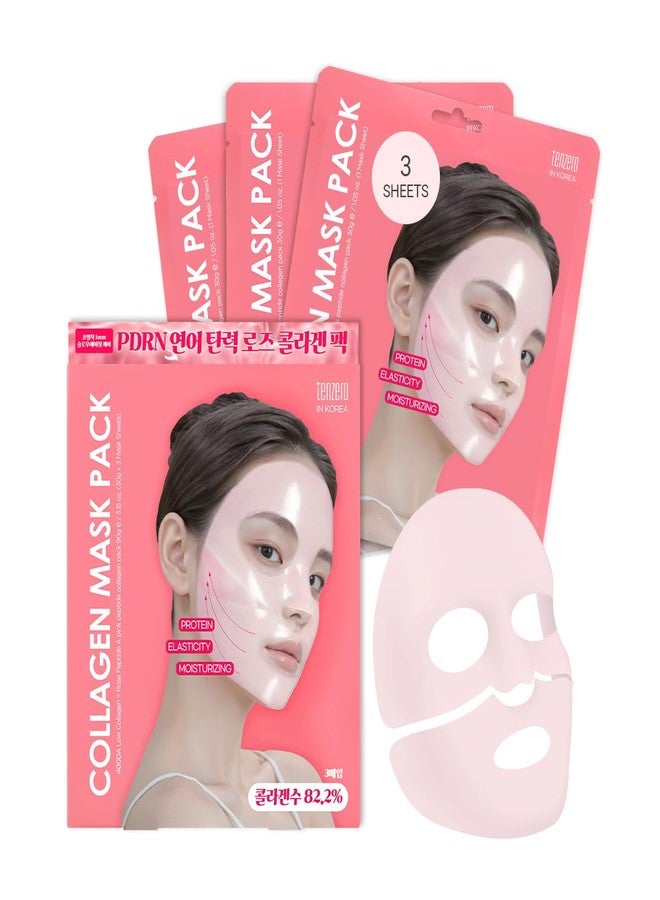 tenzero Rose Peptide Collagen Mask Pack (3 Sheets x 30g), Overnight Hydrogel Mask, Deep Hydrating, Elasticity Enhancing, Anti Wrinkle Lifting, Firming, Nourishing with Collagen, Rose Peptides - Image 1