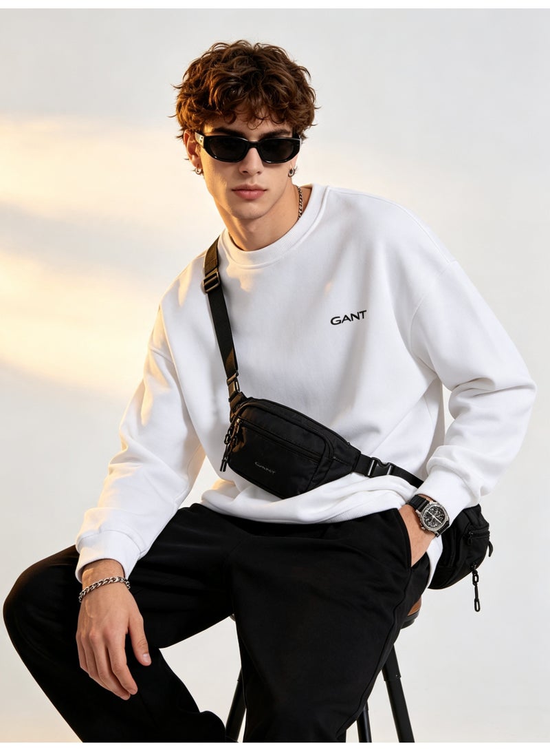 GANT Men's and Women's Crew Neck Sweatshirt, Casual Long Sleeve Pullover, White - Image 2