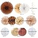 IHEPYQ Boho Brown White Birthday Decorations 62pcs Happy Birthday Banner Neutral Rustic Paper Lanterns Honeycomb Hanging Streamers Tissue Pom Poms Flower Fan Birthday Decorations for Women Girl Boys - Image 4