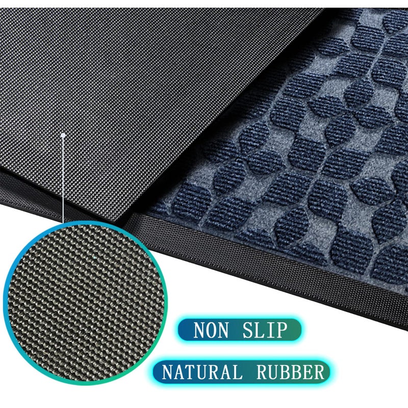 Bulijojo Sturdy Front Entrance Doormats,Durable Heavy Duty Welcome Mat,Thick Absorbent Natural Rubber Non Slip Mat,Easy Clean Entryway Mat 17"x30" Geometric Blue - Image 2