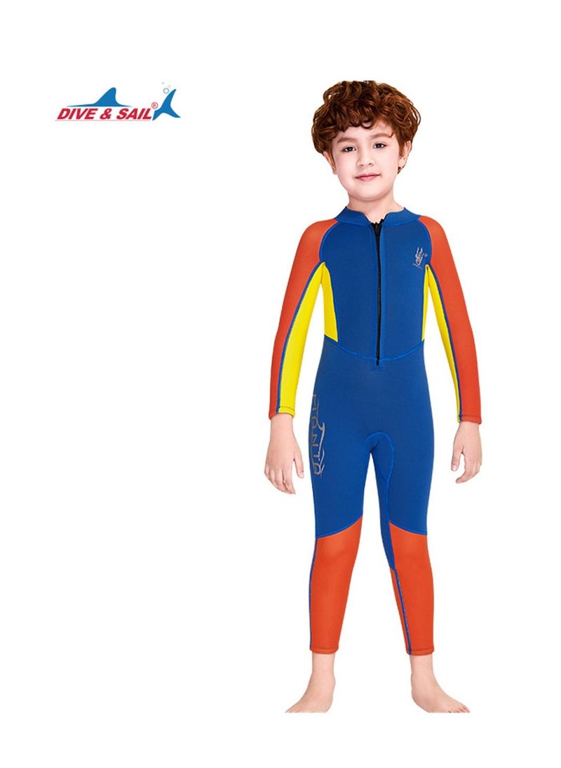 DIVE & SAIL Children's Wetsuit 2.5mm One-piece Thickened Warm Swimsuit Long-sleeved Cold Swimsuit  - Image 1