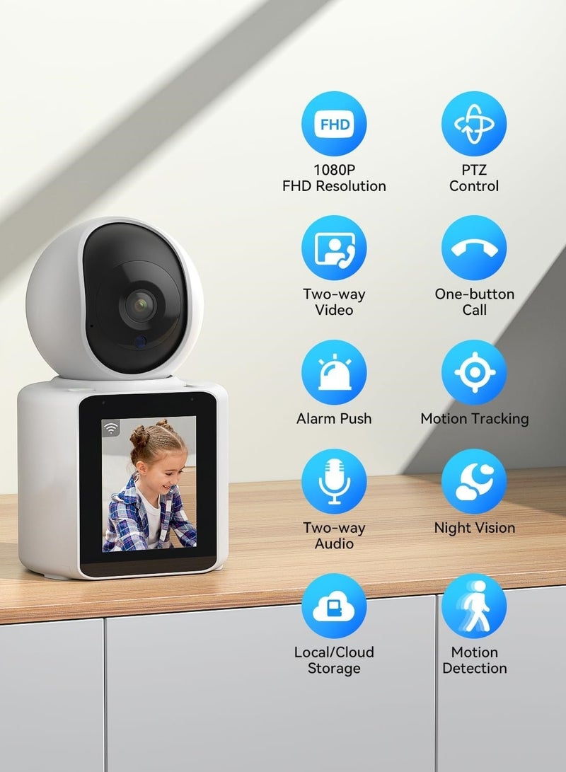 Generic 1080P Two-Way Video/Audio Indoor Camera, Child/Elder/Dog/Pet Camera with Phone App, 1080P Home Security Camera with Pan Tilt, Night Vision, One-Button Call, Motion Detection, Human/Sound/Crying Detectio  - Image 2