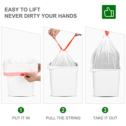 Magesh Drawstring Small Trash Bags, Magesh 4 Gallon Drawstring Extra Thick Garbage Bags Unscented, Quick Cinch for Bathroom Kitchen Office Small Can, 44 Count, White - Image 5