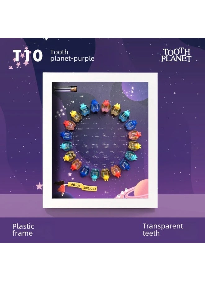 T10 Plastic Frame Toothpick Box Boys Girls Tooth Tissue Storage Memo Box Baby Remembrance Storage Youth Suitable-Color:T10 Plastic Frame-Tooth Planet-Girls  - Image 1