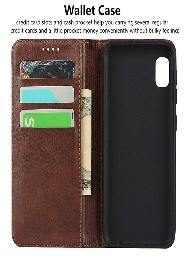 iCoverCase for Samsung Galaxy A10e Wallet Case, Premium PU Magnetic Leather Card Slots Holder Carry Kickstand Feature Flip Cover Case for Galaxy A10e (Dark Brown) - Image 4