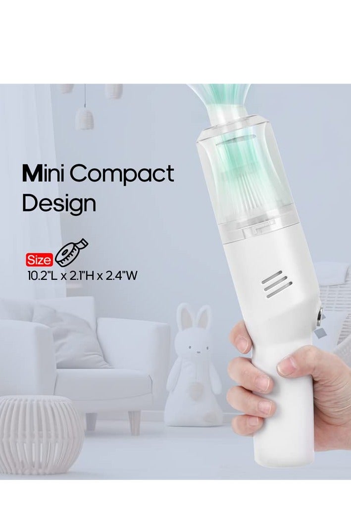 بواو مكنسة كهربائية محمولة صغيرة من BOAO، خفيفة الوزن للغاية (0.7 رطل) مكنسة كهربائية لاسلكية محمولة بعمر بطارية يصل إلى 25 دقيقة للاستخدام المنزلي والسيارة (أبيض) - Image 3