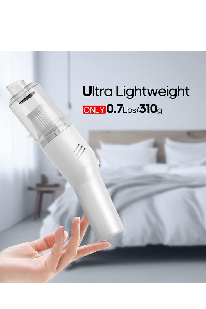 بواو مكنسة كهربائية محمولة صغيرة من BOAO، خفيفة الوزن للغاية (0.7 رطل) مكنسة كهربائية لاسلكية محمولة بعمر بطارية يصل إلى 25 دقيقة للاستخدام المنزلي والسيارة (أبيض) - Image 4