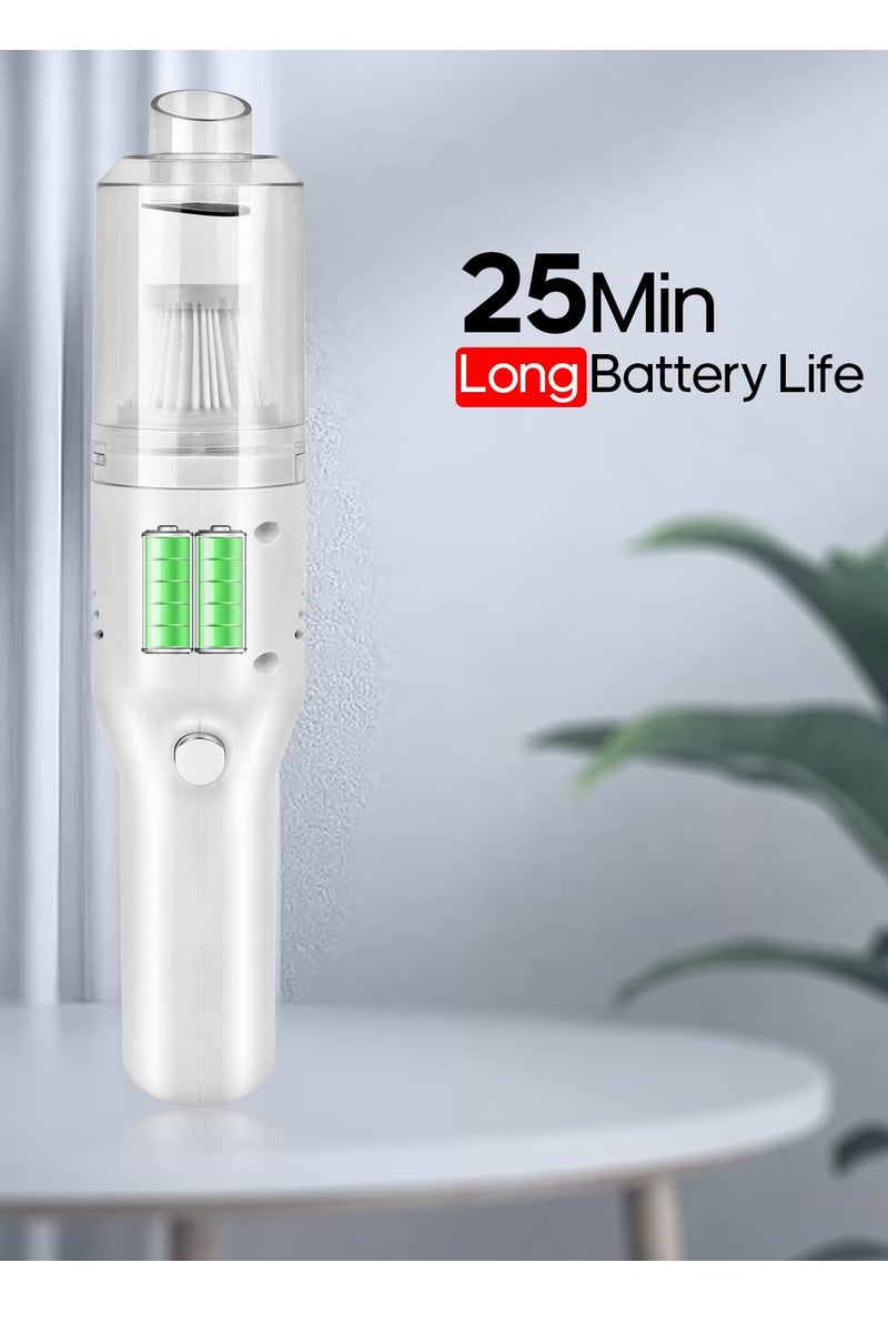 بواو مكنسة كهربائية محمولة صغيرة من BOAO، خفيفة الوزن للغاية (0.7 رطل) مكنسة كهربائية لاسلكية محمولة بعمر بطارية يصل إلى 25 دقيقة للاستخدام المنزلي والسيارة (أبيض) - Image 5