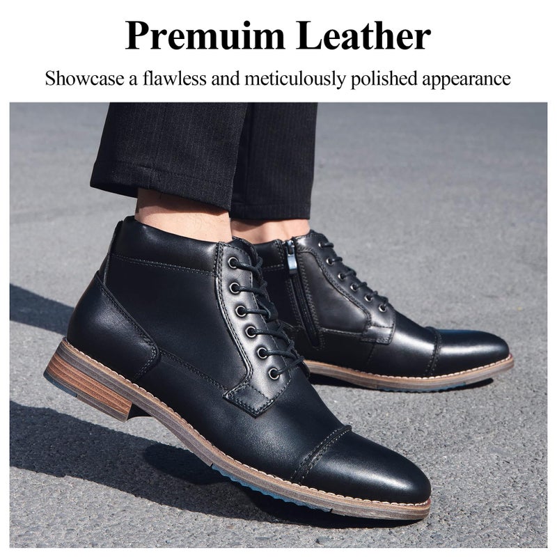 Arkbird Mens Dress Boots, Genuine Leather Classic Casual Ankel Boots with Side Zipper - Image 3