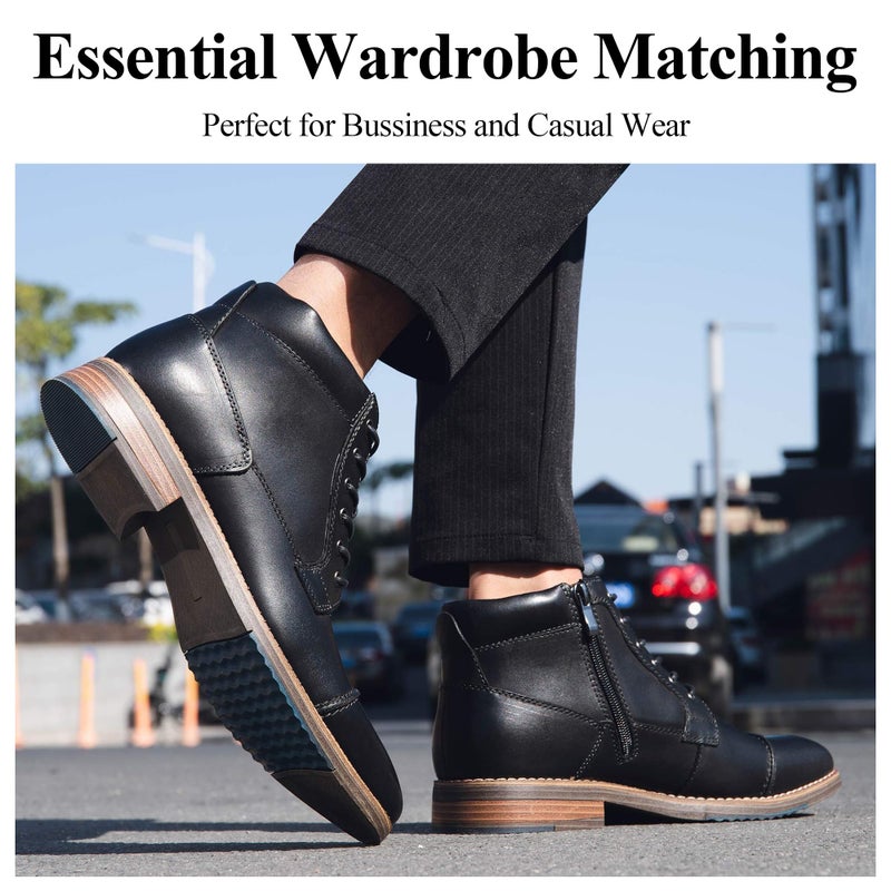 Arkbird Mens Dress Boots, Genuine Leather Classic Casual Ankel Boots with Side Zipper - Image 2
