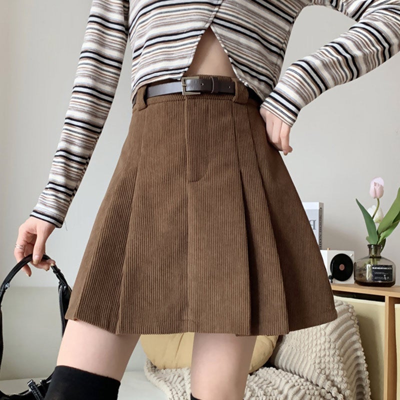 Vintage Girl Pleated Skirt Women'S Small High Waist Skirt All-Match Slimming A- Line Skirt Short Skirt - Image 1