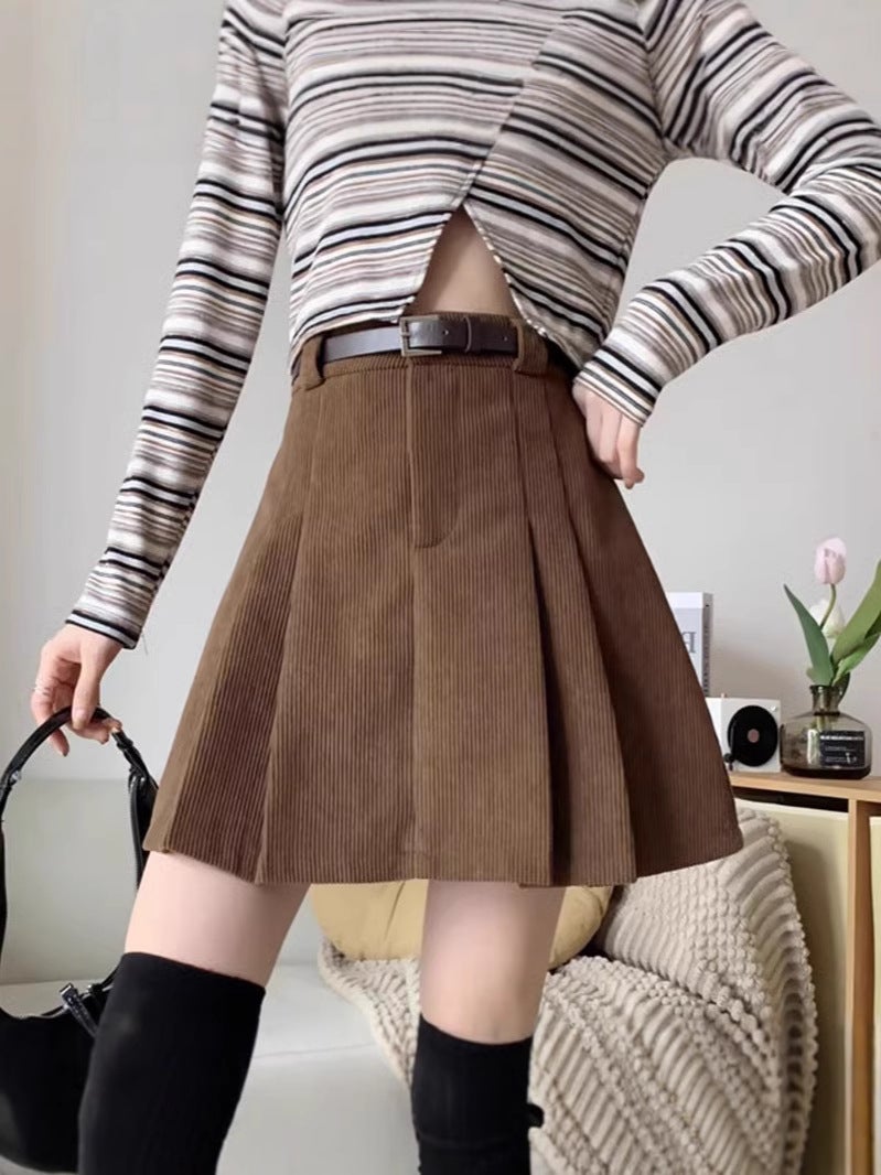 Vintage Girl Pleated Skirt Women'S Small High Waist Skirt All-Match Slimming A- Line Skirt Short Skirt - Image 2