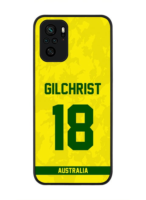 Rugged Black Edge Case for Redmi Note 10S / Redmi Note 10 4G, Slim fit Soft Case Flexible thin Cover - Player Name - Adam Gilchrist, Jersey Number- 18