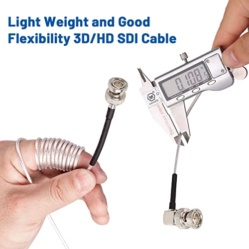 XRDS -RF 2PCS 3G/6G SDI Cable 3ft, HD-SDI BNC Male to Right Angle BNC Male 75 Ohm RG179 Jumper Cables for BMCC Video Camera - Image 5