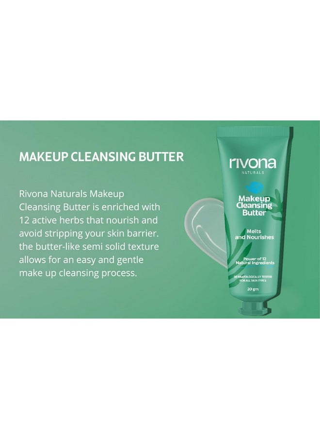 RIVONA NATURALS Makeup Cleansing Butter Coconut Oil + Jojoba Oil Gentle Makeup Remover Enriched With 12 Active Herbs All Skin Types 20 Gm  - Image 2