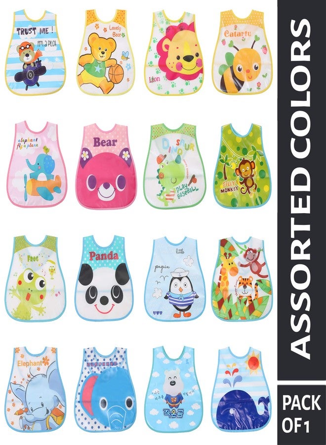 Pokory Baby Bibs for feeding kids Bib with Washable Nylon material Size For 2 months to 3 years Adjustable Bib with attractive designs and colours (Assorted Colour and Design, Pack of 1) - Image 2