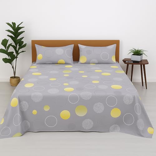 Bhoomi Impex Circle Charm Printed Double Bed Bedsheet Set – 90 x 100 Inches – Ultra-Soft Microfiber, Wrinkle-Free & Skin-Friendly – Includes 2 Pillow Covers - Image 1
