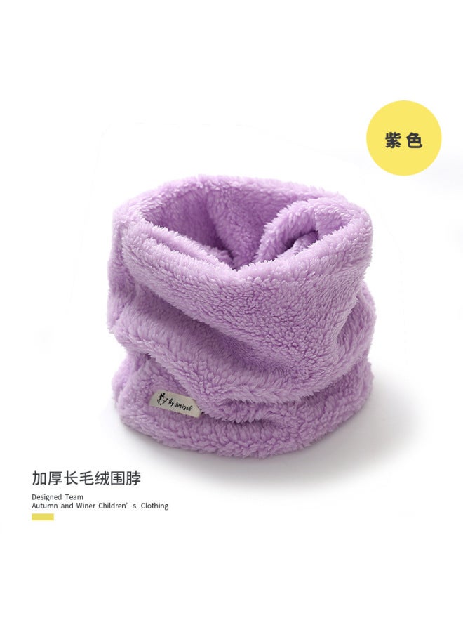 Autumn And Winter New Korean Style Pure Color Kidsren's Neck Scarf Fleece-lined Thickeneded Warm Windproof Infant Neck Scarf