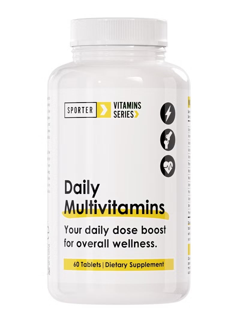Sporter Daily Multivitamins – 60 Tablets | High-Potency Multivitamin Supplement | Energy, Immunity & Bone Support | Vegan-Friendly | Complete Daily Health Formula - Image 1
