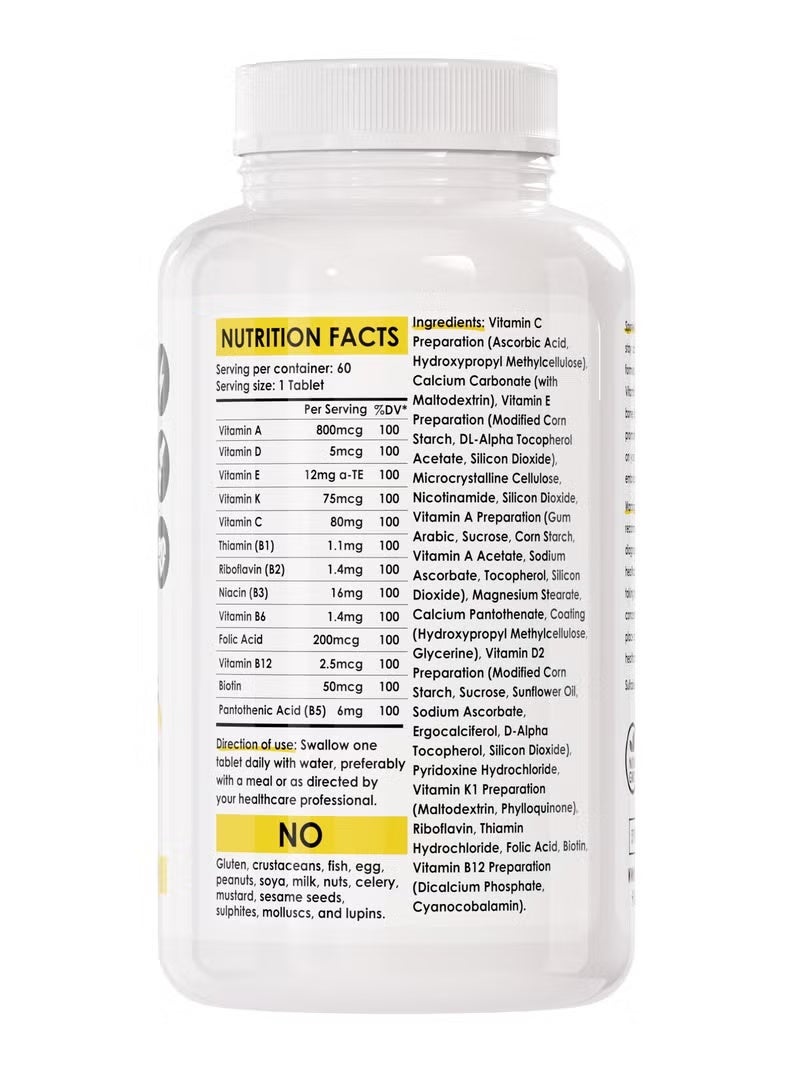 Sporter Daily Multivitamins – 60 Tablets | High-Potency Multivitamin Supplement | Energy, Immunity & Bone Support | Vegan-Friendly | Complete Daily Health Formula - Image 3
