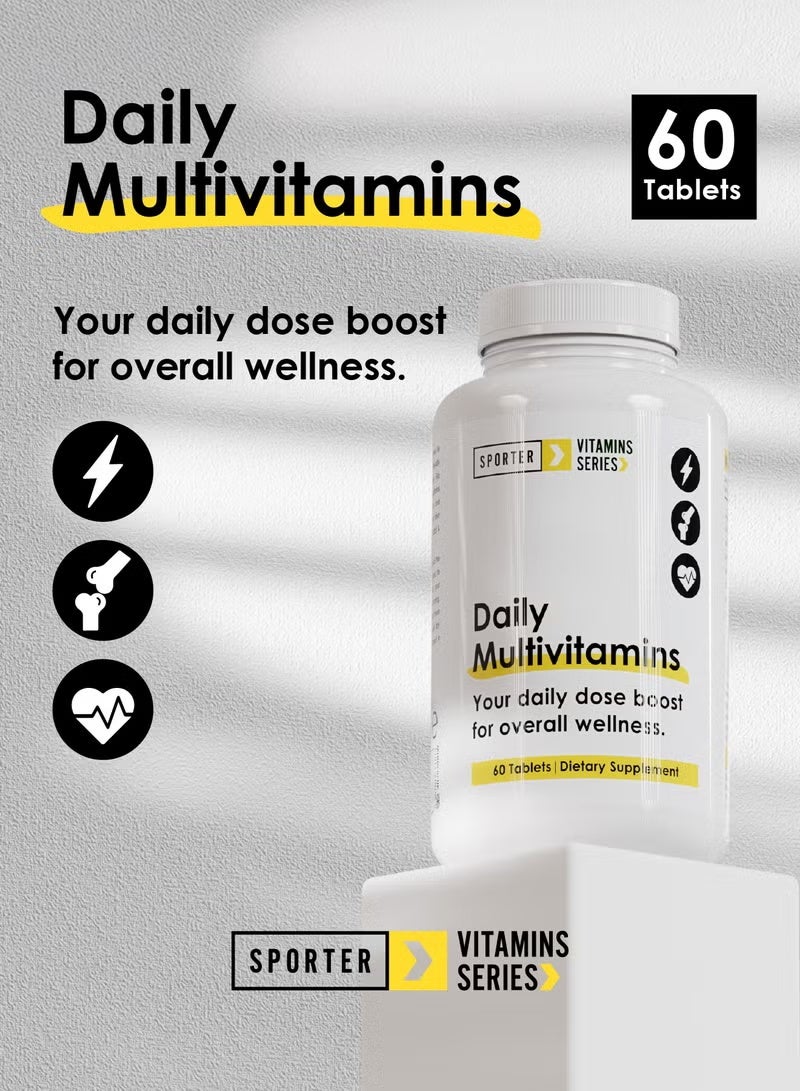 Sporter Daily Multivitamins – 60 Tablets | High-Potency Multivitamin Supplement | Energy, Immunity & Bone Support | Vegan-Friendly | Complete Daily Health Formula - Image 4