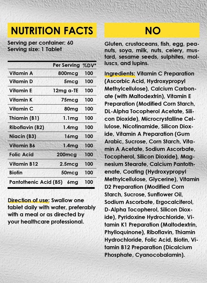 Sporter Daily Multivitamins – 60 Tablets | High-Potency Multivitamin Supplement | Energy, Immunity & Bone Support | Vegan-Friendly | Complete Daily Health Formula - Image 5