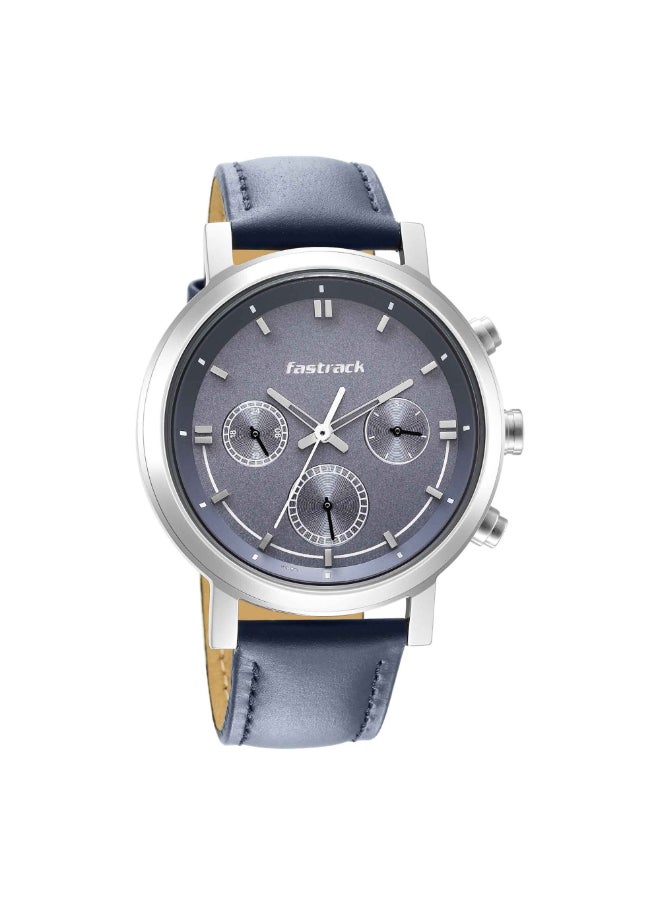 fastrack Fastrack Tick Tock Quartz Analog Blue Dial Leather Strap Watch for Guys 3287SL01  - Image 2