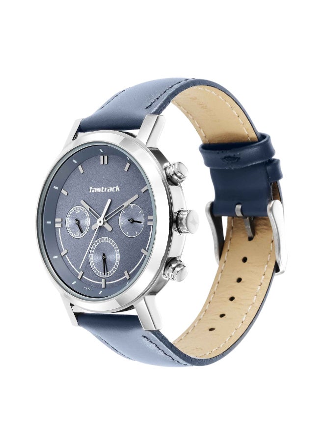 fastrack Fastrack Tick Tock Quartz Analog Blue Dial Leather Strap Watch for Guys 3287SL01  - Image 3