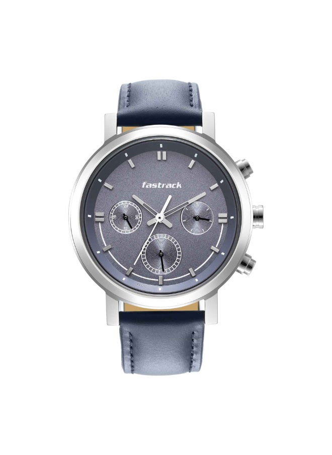 fastrack Fastrack Tick Tock Quartz Analog Blue Dial Leather Strap Watch for Guys 3287SL01  - Image 1