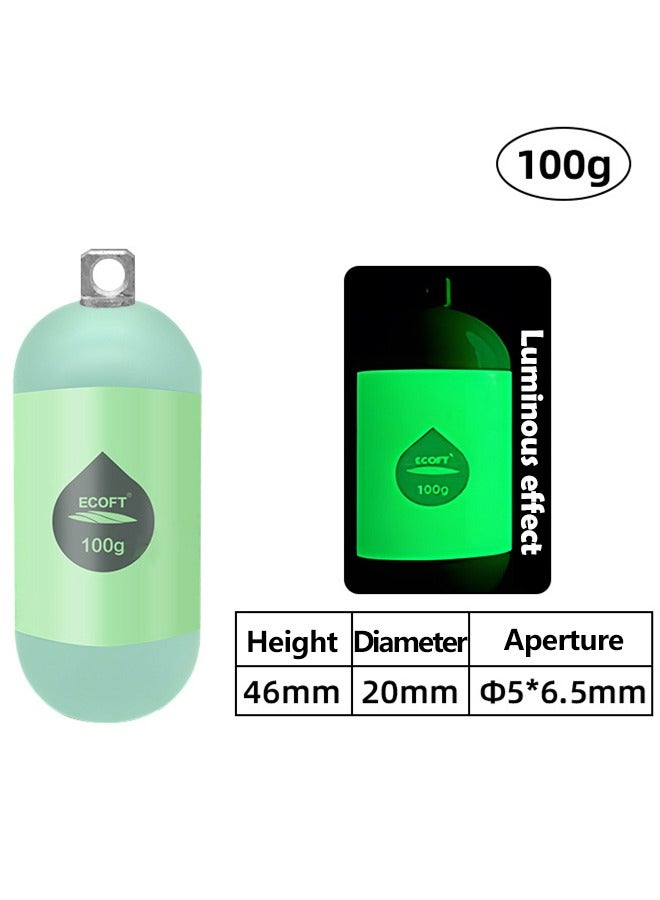 Generic Luminous Tackle Lead Drop Shot Weights, Saltwater and Freshwater Dropshot Fishing Sinkers, 2PCS Cylindrical Deep Drop Weights (100g) - Image 4
