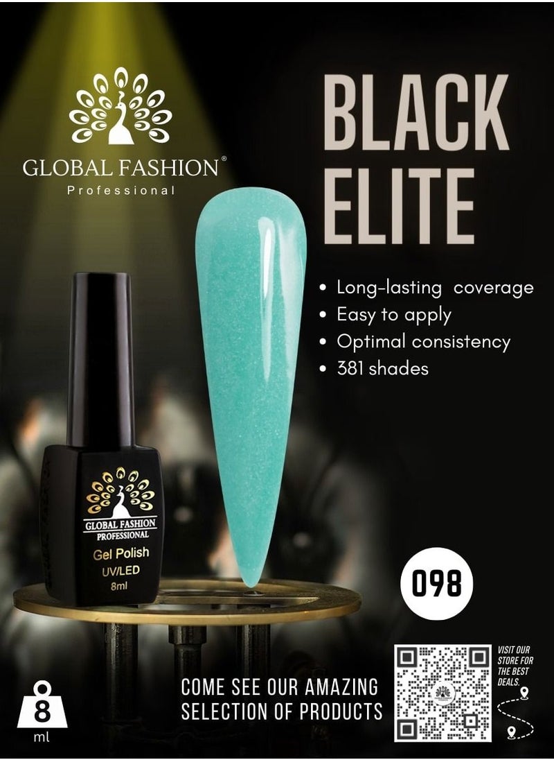 GLOBAL FASHION Global Fashion Black Elite Gel Polish | 132 Colors of Long-Lasting Elegance - 8ml | 098  - Image 2