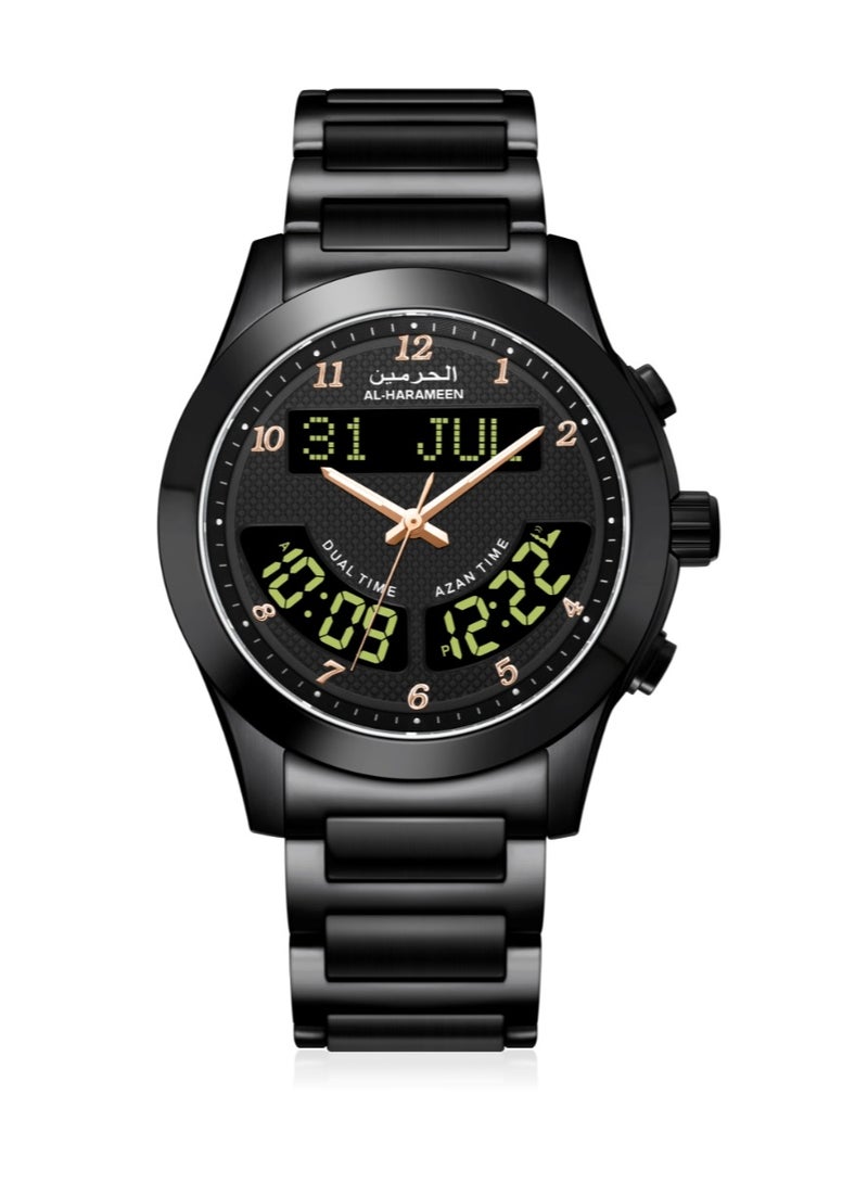 الحرمين ساعة الحرمين للرجال من الفولاذ المقاوم للصدأ، أنالوج/رقمي، HA-6100FBB