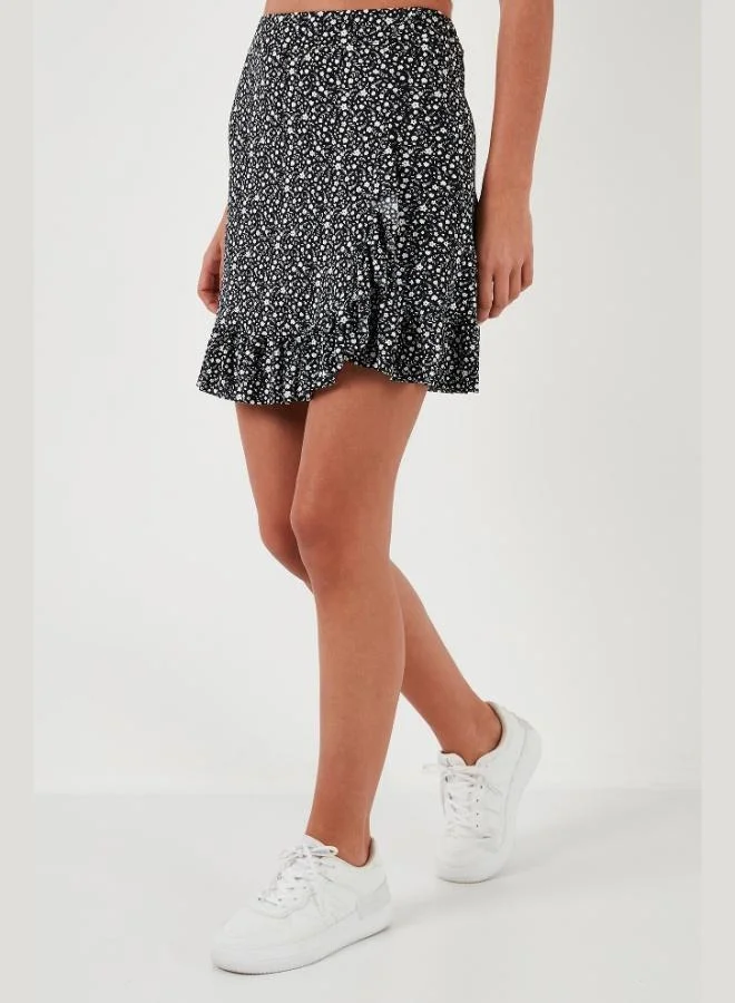 ليلا تنورة نسائية ضيقة بخصر عالٍ وكشكشة بنقوش ليلى