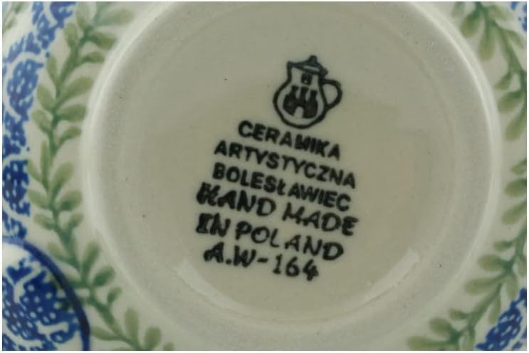 Polmedia Polish Pottery Authentic Polish Pottery Bubble Mug 16 oz in Feathery Bluebells Design Handmade in Bolesawiec Poland by Ceramika Artystyczna  Certificate of Authenticity - Image 4