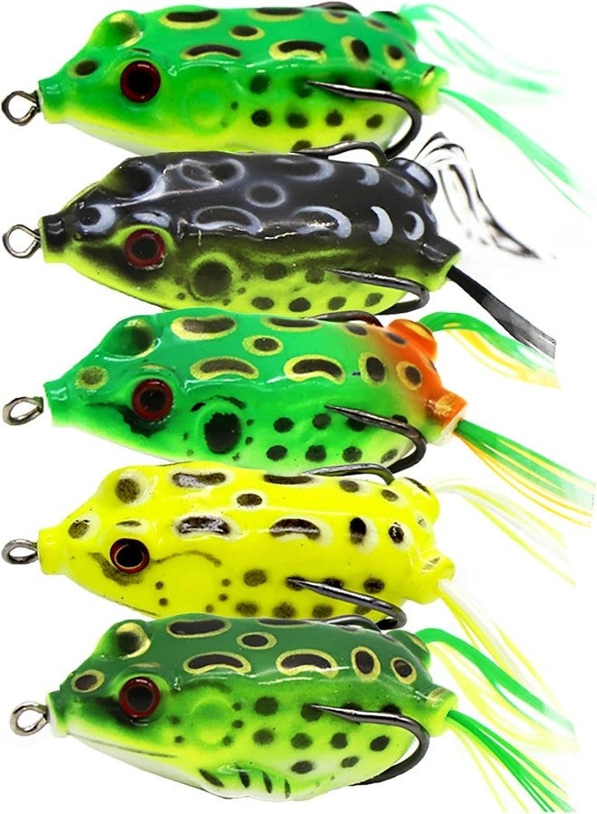 SHIVEXIM Topwater Frog Lures Durable Lifelike Silicone Bass Bait Kit for Freshwater & Saltwater, Realistic Floating Frog Lures for Topwater Fishing (5) - Image 3