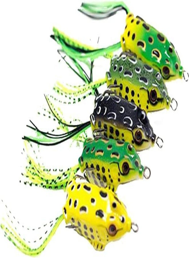 SHIVEXIM Topwater Frog Lures Durable Lifelike Silicone Bass Bait Kit for Freshwater & Saltwater, Realistic Floating Frog Lures for Topwater Fishing (5) - Image 1