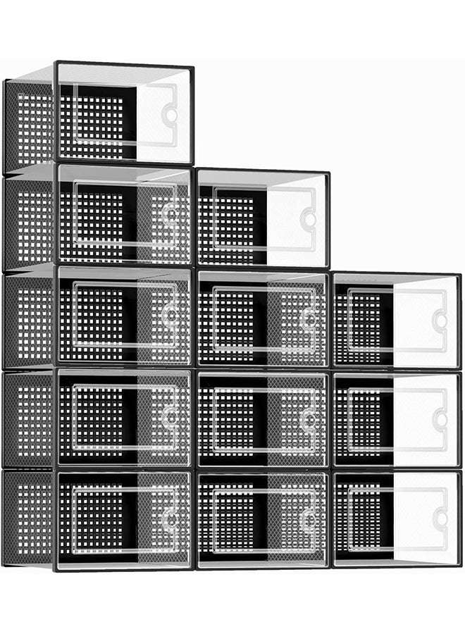 Beauenty Shoe Storage Boxes Organizers Clear Plastic Stackable 12 Pack, Shoe Rack & Holder Substitute, Sneaker Containers, Toy Storage Organizer Bins for Entryway, Closet, Under Bed - Image 1